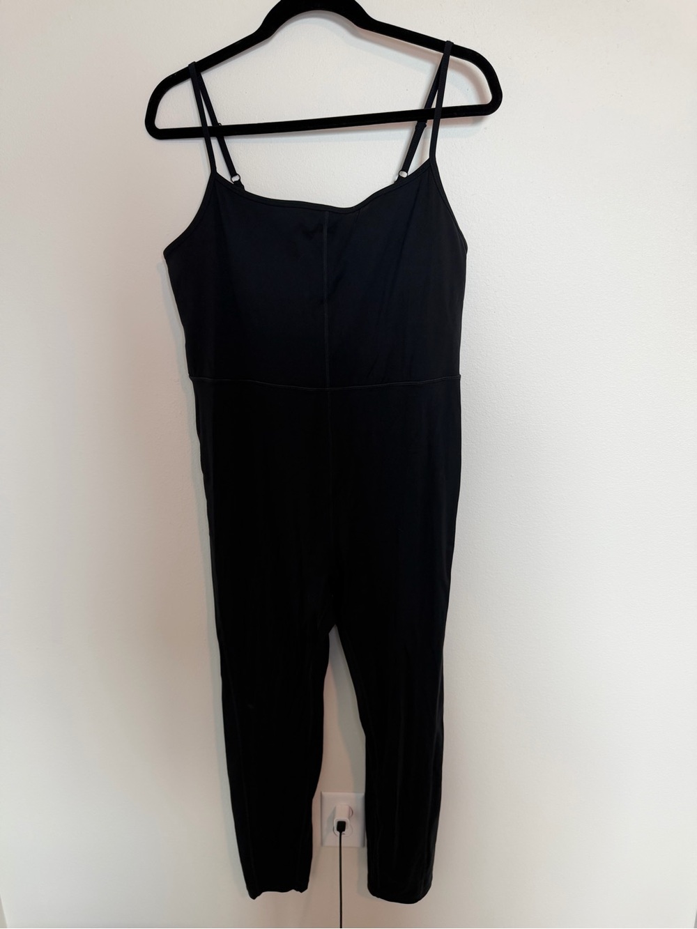NWOT Quince Ultra-form Jumpsuit Black Jumpsuit with Adjustable Spaghetti Straps